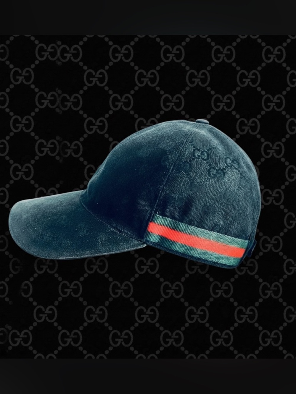 GucciGG Black Canvas Web Accent Baseball Cap with leather trim L Unisex - Picture 15 of 15